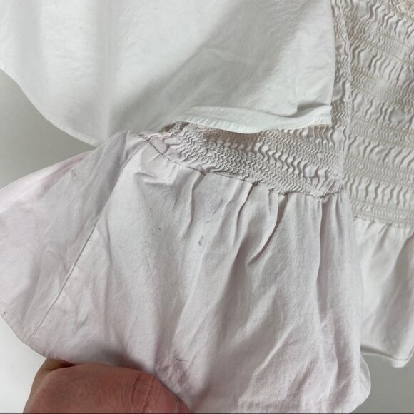 Natori Smocked Crop Top White Puff Sleeves Size Small Ribbed Josie Square Neck S - Picture 8 of 12